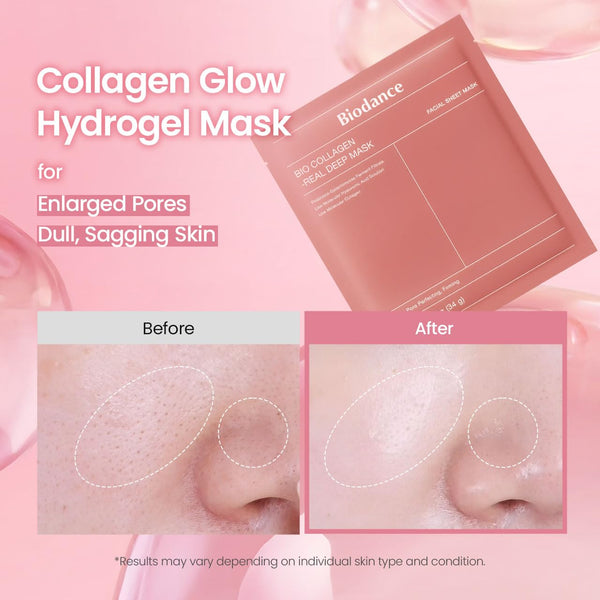 BIODANCE Bio-Collagen Real Deep Mask, Hydrating Overnight Hydrogel Mask, Pore Minimizing, Elasticity Improvement, 34G X4Ea