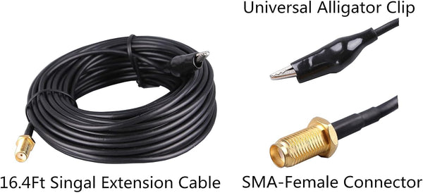 75 ohm FM Antenna, Outdoor Antenna WiFi Stereo TV Indoor, 1.5m SMA-Male Connector Magnetic Transmitter Cable, 16.4Ft Extension Cable with 6pcs