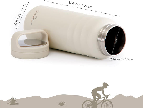 GRANDTIES 2 Lids Sports Stainless Steel Water Bottles – Wide Mouth Vacuum Insulated Reusable Leak Proof BPA-Free Travel Metal Canteen, Thermal