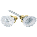 Mortise Lock Crystal Glass Door Knob Replacement Set, Brass Finish Base