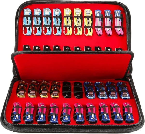 HERSENT Pocket Knife Storage Case,Folding Knife Pouch Carrier Holder,40 Slots Small Knife Carrying Cases,Versatile Knife Collection for