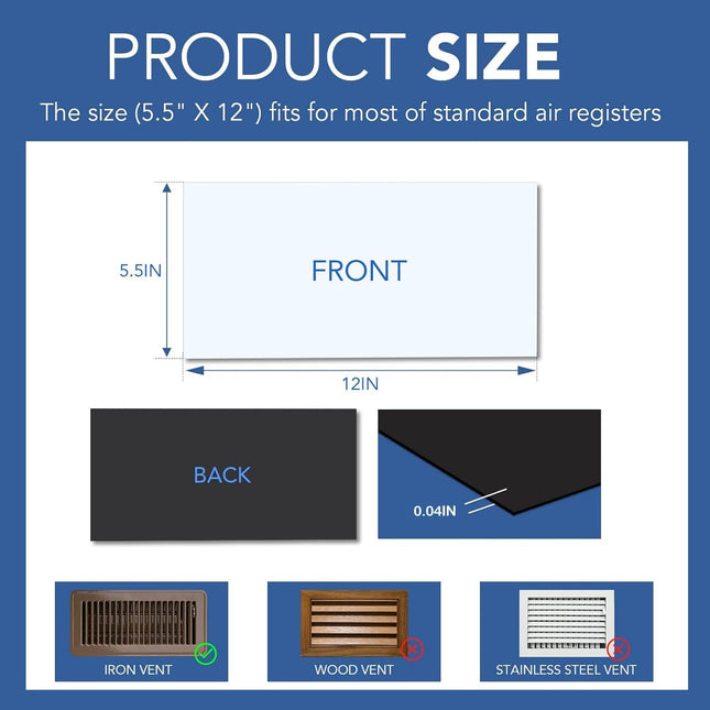 DIYMAG 8Pack Strong Magnetic Vent Covers, Vent Covers for Home Floor Standard Air Registers, 5.5 Inch X 12 Inch Air Vent