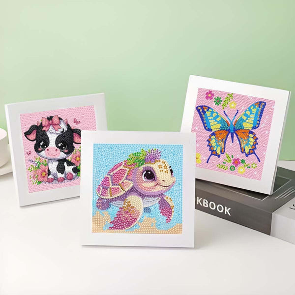 ZHUDENGXJL 6 Packs Diamond Art Painting Kits for Kids Animal, DIY Diamond Art Mosaic Kits for Kids Ages 6-12 Beginner Gem Art and Arts and Crafts