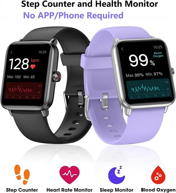 Smart Watch Fitness Tracker No APP No Phone Needed, Step Counter Watch light Purple
