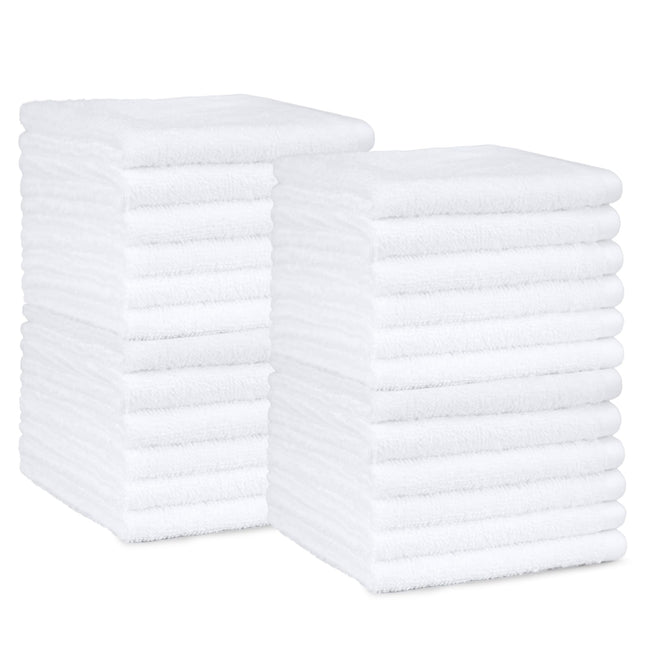 Amazon Basics Fast Drying Cotton Washcloths for Bathroom, Machine Washable, Soft and Highly Absorbent, 12 X 12 In, White