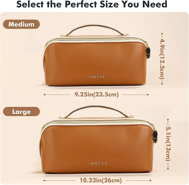 Prite Makeup Bag Travel Toiletry Bag Open Flat Cosmetic Organizer for Women New
