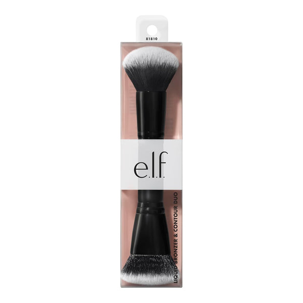 E.L.F. Liquid Bronzer & Contour Duo Brush, Silky Highly Pigmented Formula with Dual-Ended Makeup Brush, Synthetic Bristles, 100% Vegan and