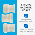IMPRESA (3 Pack) Magnetic Safety Lock Key for Childproof Cabinet Locks - Includes 3 Adhesive Magnetic Key Holders White