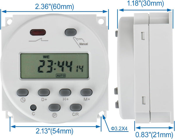 Baomain Time Switch Relay,Digital LCD Programmable Timer,110V AC Input,200-250V 16A Output,28 Programs Daily/Weekly Schedule,CN101A for Lighting