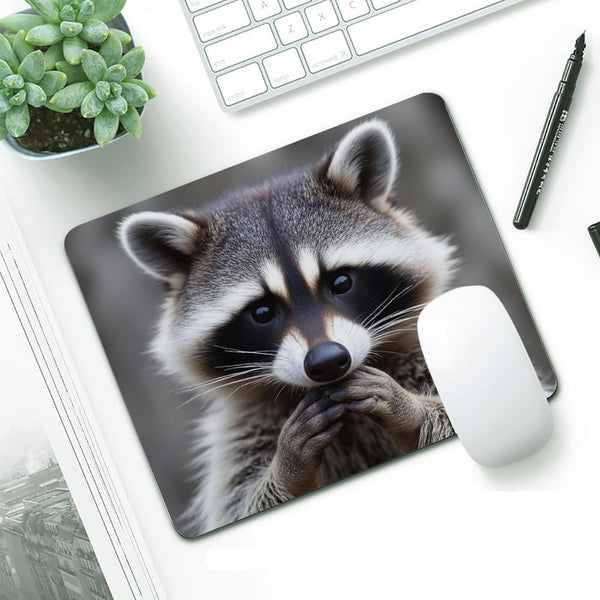 IBILIU Mouse Pad Cute Raccoon,Wildlife Animal Gray Raccoon Portrait Rectangle Mousepad Non-Slip Rubber Base Computer Mouse Pad for Laptop, Office,