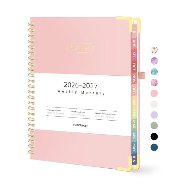 Forvencer Academic Planner 2026-2027, Hardcover Calendar Planner Weekly & Monthly, July 2026 - June 2027, 6" x 8", Daily Agenda with Tabs, College