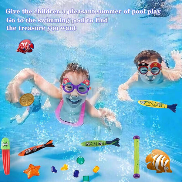 LITTLE FROGGY KidÃ¢ÂÂS Diving Set with 30 Pcs Diving Toy Kit Perfect for Pool, Beach, Water Parks, for Swimming Training & Water Games for Boys Aged