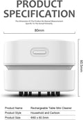 ODISTAR Desktop Vacuum Cleaner, Mini Table dust Sweeper Energy Saving,High Endurance up to 90 mins,Cordless&360º Rotatable Design for