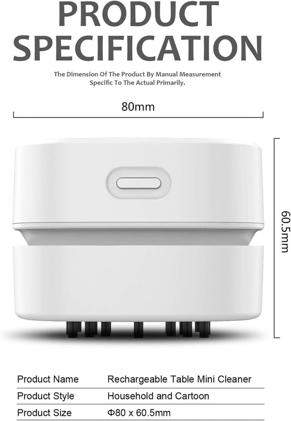 ODISTAR Desktop Vacuum Cleaner, Mini Table dust Sweeper Energy Saving,High Endurance up to 90 mins,Cordless&360º Rotatable Design for