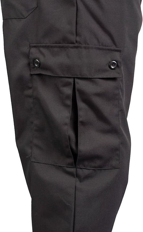 KNG Black Baggy Cargo Chef Pants for Men and Women – Drawstring Waist Large Black