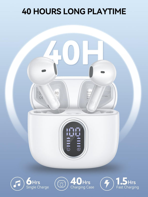 Wireless Earbuds Bluetooth 5.3 Headphones 42 Hrs Playtime with LED Display, Hifi Stereo Wireless Earphones with 4 ENC Noise Cancelling Mics, IPX7