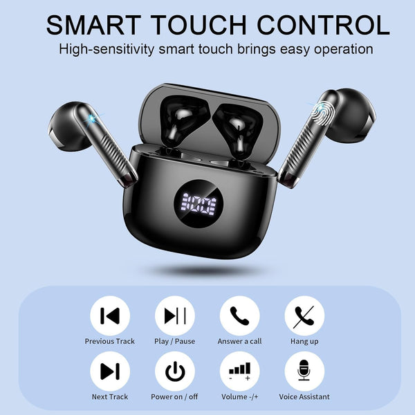 Wireless Earbuds, 2025 Bluetooth Headphones 5.4 HiFi Stereo, in-Ear Ear buds with 4 ENC Noise Cancelling Mics, 40H Playtime Sport Ear Buds with