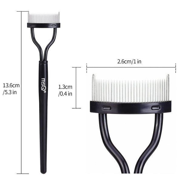 Eyelash Comb MSQ Eyelash Separator Tool Arc Designed Lash Brush Separator With Cover Lash Comb for Eye Makeup Brush Mascara Clump Remover Black