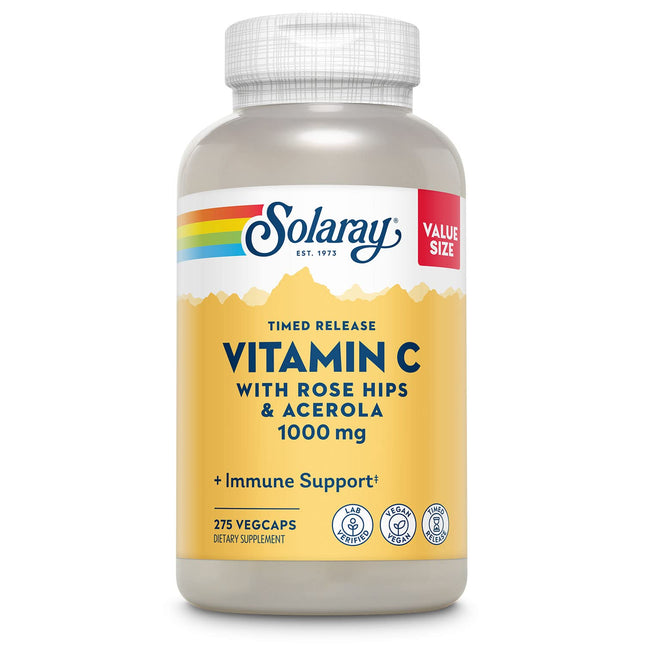 SOLARAY Vitamin C 1000Mg Timed Release Capsules with Rose HIPS & Acerola Bioflav
