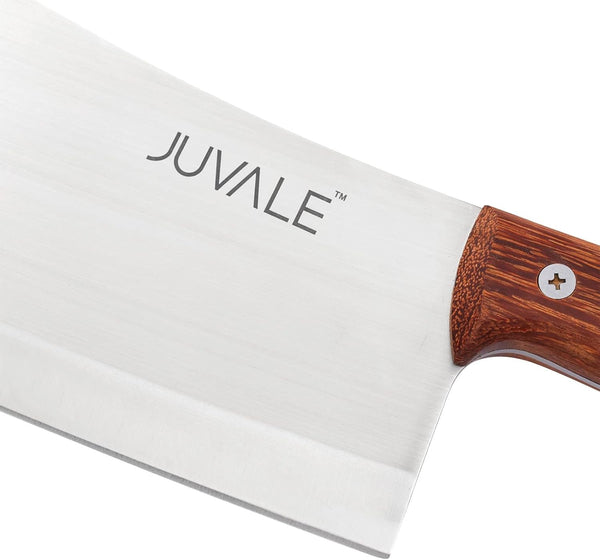 Juvale Meat Cleaver - 8-Inch Stainless Steel Blade, Wood Handle - Heavy-Duty Butcher Knife & Bone Cleaver for Beef Brisket, Meat Cutting &