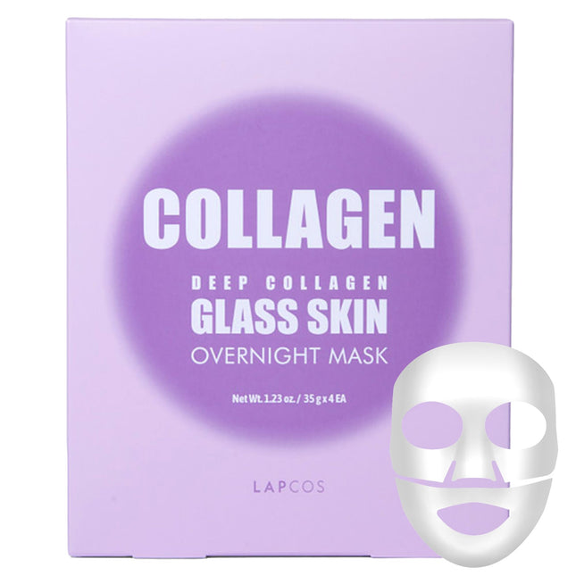 LAPCOS Deep Collagen Glass Skin Overnight Mask - Korean Skin Care Mask W/Rose PD