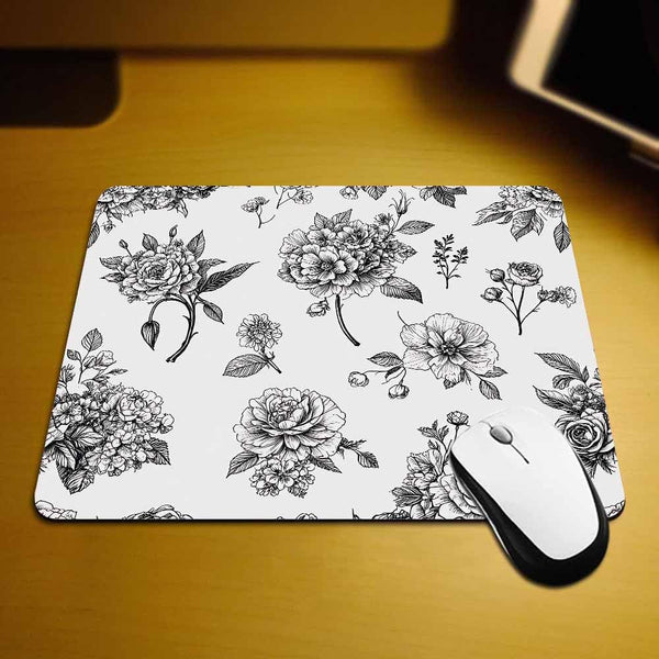 IBILIU Mouse Pad White Roses,Butterfly Flower Floral Rectangle Mousepad Non-Slip Rubber Base Computer Mouse Pad for Laptop, Office, Home - 9.5 X