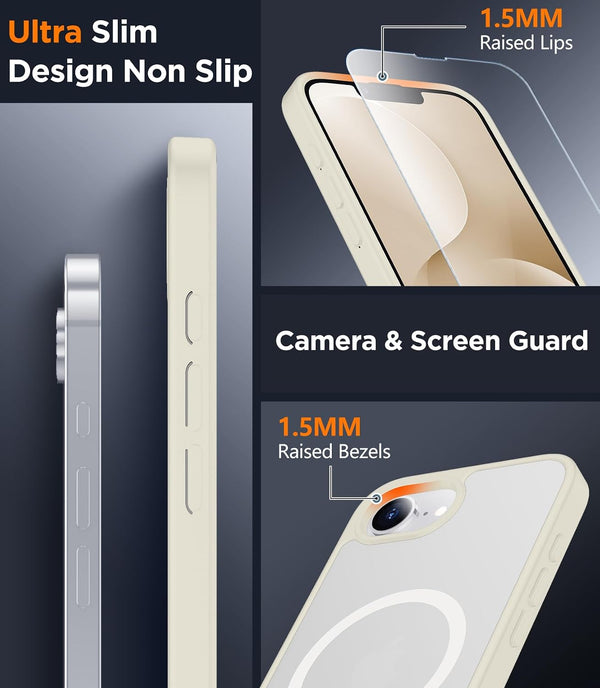 SPIDERCASE Magnetic for iPhone 17e Case for iPhone 16e Case, Antique White Antique White Iphone 16e/17e 6.1''