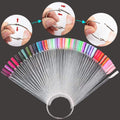 150 Pcs Clear Nail Swatch Sticks with Ring, Fan Shape Nail Art Polish Display Tips, False Nail Sample Sticks, Nail Practice Color Display,