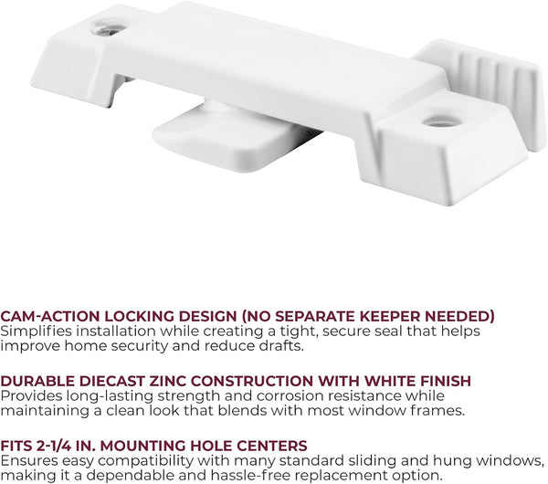 Prime-Line F 2590 Sash Lock for Vertical and Horizontal Sliding Windows – Replace Broken Sash Locks for Additional Home Security, 2-1/4” Mounting