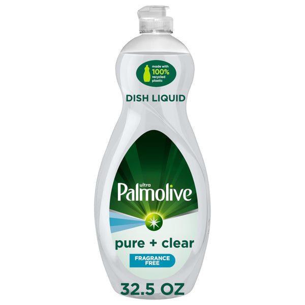 Palmolive Ultra Dishwashing Liquid Dish Soap, Pure + Clear Fragrance Free - 32.5 Fluid Ounce (Packaging May Vary)