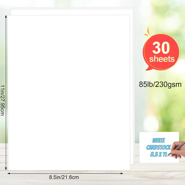 White Cardstock 8.5 x 11, 230gsm Cover Cardstock Paper, 85 Lb Heavy Card Stock for Printer, Card Stock Paper for Invitations, Scrapbooking,