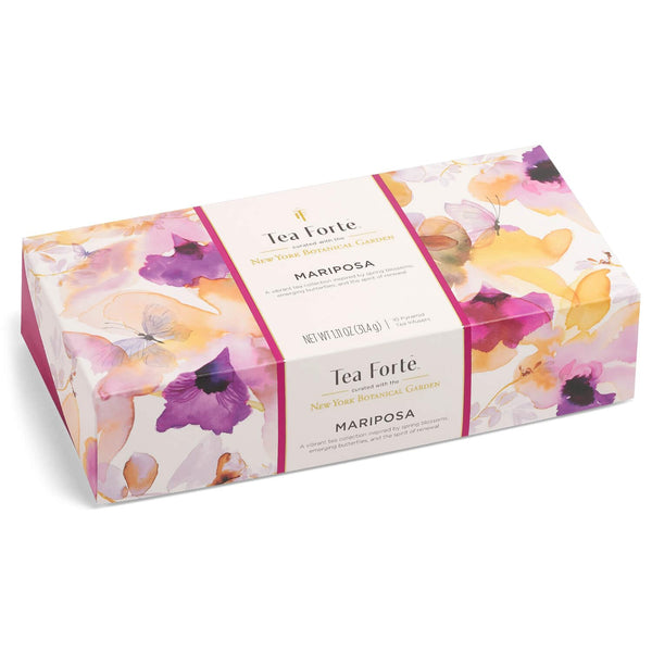 Tea Forte Mariposa Premium Tea Petite Presentation Box Tea Gift Sampler, 10 Count, 1 of Each Variety Individually Wrapped Handcrafted Pyramid