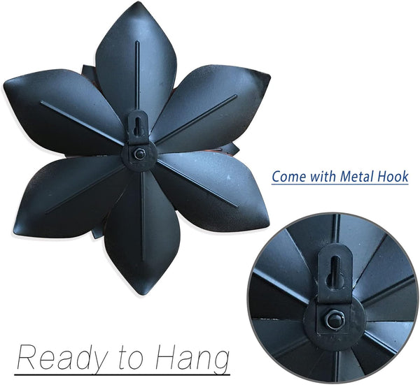 Metal Flower Wall Art Decor, 10“ Rustic Modern Floral Sculpture, Distressed Iron Wall Hanging Home Decoration Accent Artworks for Indoor Kitchen