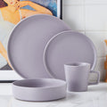 Stone Lain Cleo Stoneware 16-Piece Modern Dinnerware Set, Plates and Bowls, Light Gray, Service for 4, Microwave & Dishwasher Safe Dinnerware Set