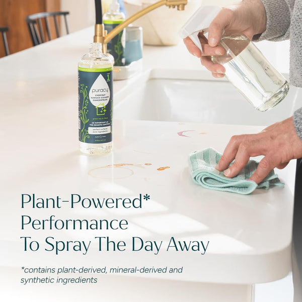 Puracy 99.9% Natural All Purpose Cleaner Concentrate - Makes 128Oz Multi Purpose Cleaner - Green Tea & Lime - Surface Cleaner, Floor Cleaner,