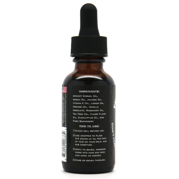 Badass Beard Care Oil for Men - Ladies Man Scent 1 oz - All Natural Argan, Jojoba, Vitamin E - Softens Beard, Reduces Itch, Moisturizes Skin,