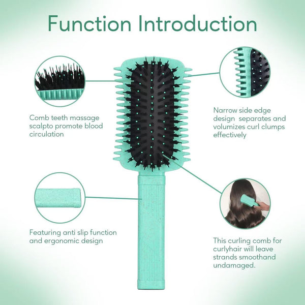 Curly Hair Brush Defining, Volume Curl Defining Brush for Effortlessly Detangling Shaping and Styling Women'S Curls, Reduce Pulling (Green 1PC)