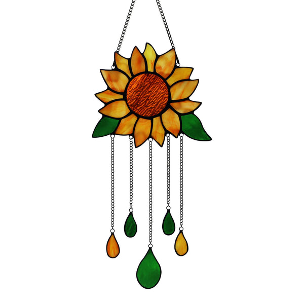 Sunflower Stained Glass Window Hanging,Sunflower Birthday Party Decorations,Outdoor Suncatcher for Patio,Kitchen and Garden Decor,Sunflower Gift