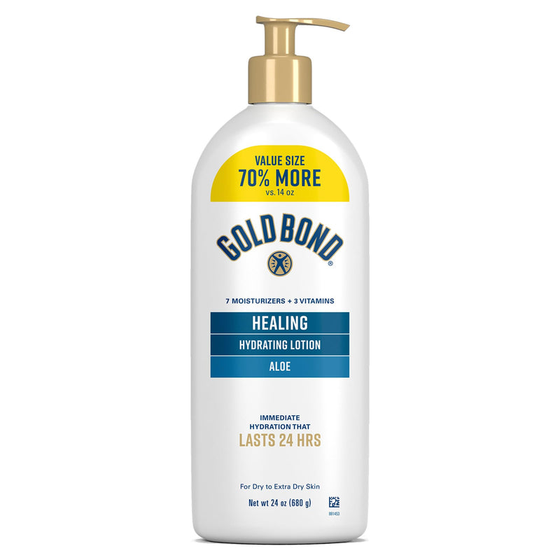 Gold Bond Healing Hydrating Body Lotion with Aloe, Moisturizer for Dry to Extra Dry Skin, 24-HR Hydration to Soothe & Comfort, Non-Greasy,