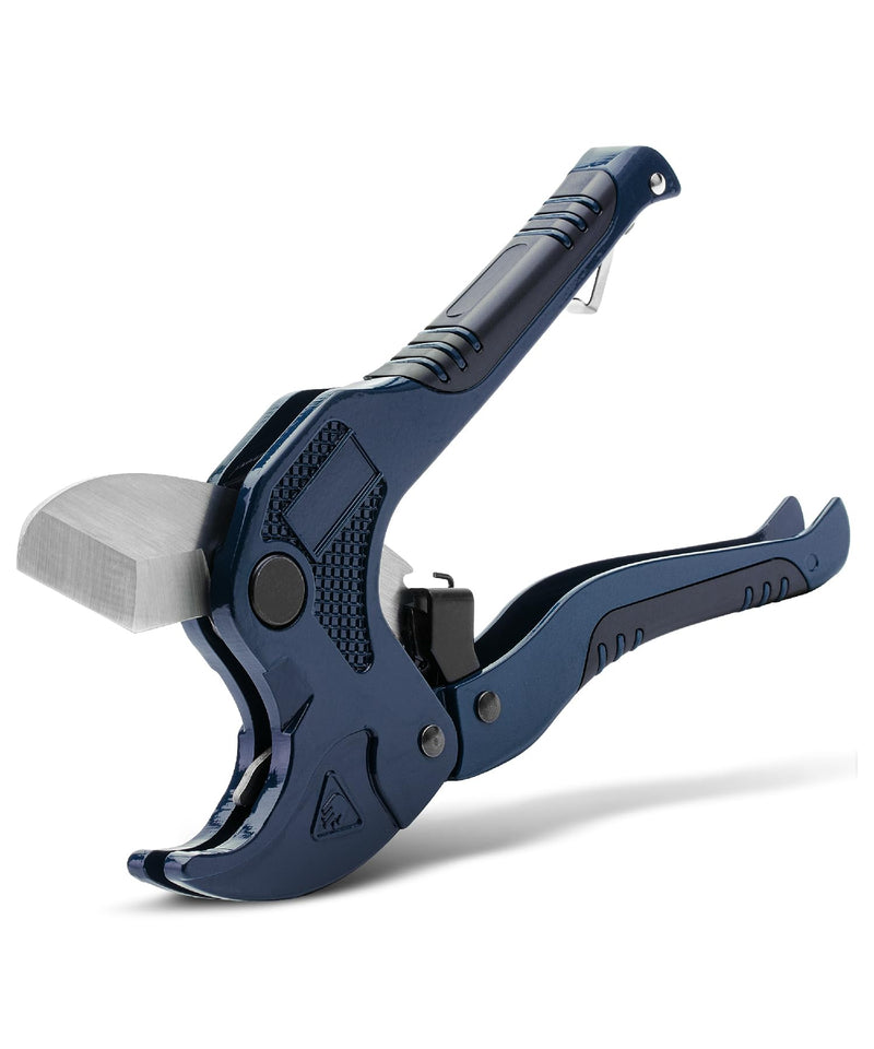 Bates- PVC Pipe Cutter, Cuts up to 1-5/8", Navy Blue Ratcheting PVC Pipe Cutter Tool, Pipe Cutters PVC Pipe Shears, Plastic Pipe Cutter, PEX Pipe