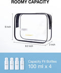 BAGSMART Clear Toiletry Bag 2-Pack TSA Approved Water-Repellent, Black | Carry on Travel Accessories Bag, Airport Airline Quart Size Bags for