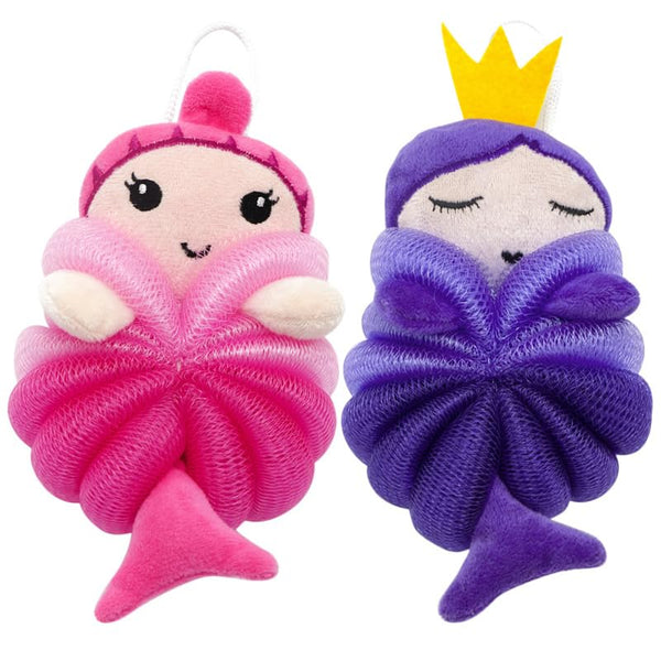 2Pcs Kids Bath Poufs Soft Cartoon Body Scrubber Foaming Shower Loofah for Toddler Bath Accessories 6.29X3.74X1.57In 1 Count (Pack of 1)
