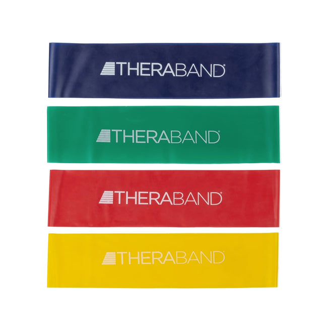 THERABAND Resistance Band Loop Set, Pack of 4, 12 Inch Band Loop Kit for Legs & 