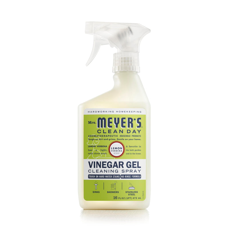 MRS. MEYER'S CLEAN DAY Vinegar Gel Cleaning Spray, Bathroom Use, No-Rinse Formula, Plant-Derived Cleaning Ingredients, Lemon Verbena, 16 Fl Oz,
