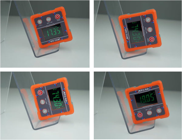 NYEAR Digital Electronic Angle Gauge (Type-C Rechargeable), Four Sided Strong Magnet, IP67 Waterproof Rating, Measures 0-90 and 0-180 Degree