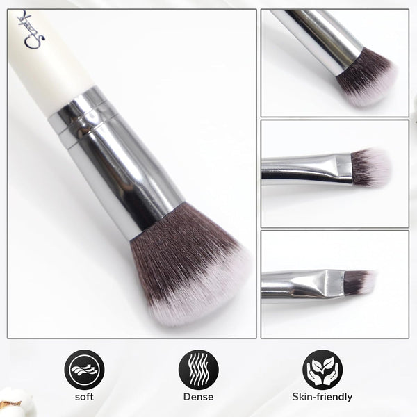 START MAKERS 2-in-1 Makeup Brushes Dual-ended Contouring Foundation Brush 2 Pack Concealer Brush Face Eyebrow Eyeshadow Brush for Liquid, Powder,