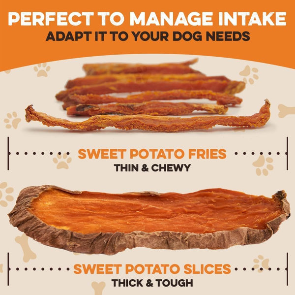 BRUTUS & BARNABY Sweet Potato Dog Treats- No Additive Dehydrated Sweet Potato Fries, Grain Free, Gluten Free and No Preservatives Added (14 oz) 14