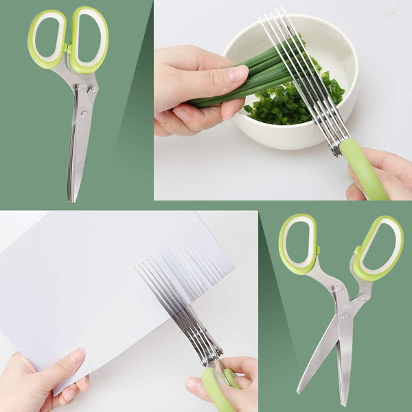 Herb Scissors Herb Stripper Set, Luxiv Stainless Steel Herb Cutter Tools 5-Blades Scissors with Herb Stripping Tool, Safe Cover, Cleaning Comb