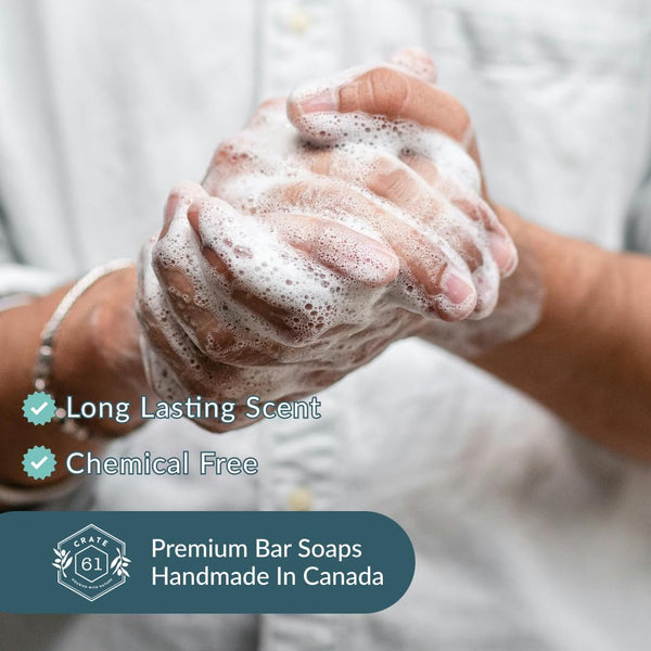 Crate 61 Organics, Handmade in Canada, Plant Based Cold Process Natural Bar Soap For Face And Body, With Premium Essential Oils, For Men And Women