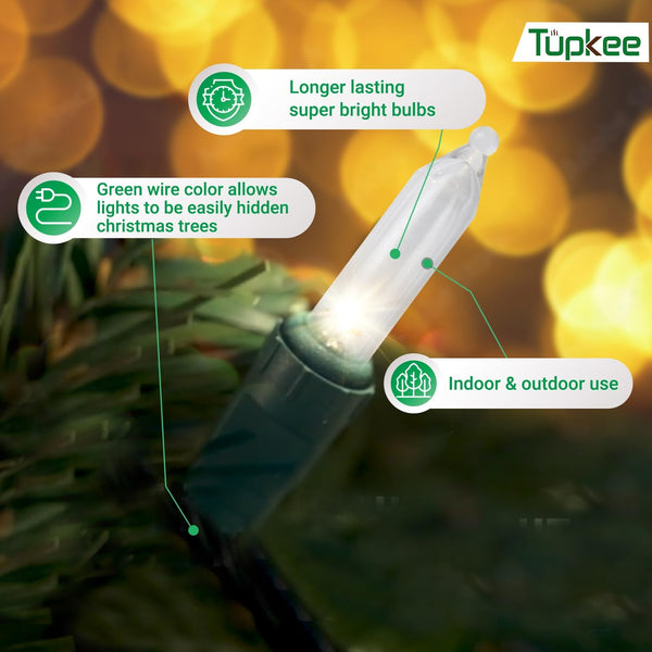 Christmas LED Random Twinkle Lights - 16 of 100 Bulbs Twinkle - LED Warm White Christmas Tree Lights - Indoor Outdoor – 24.75 Feet Light String,